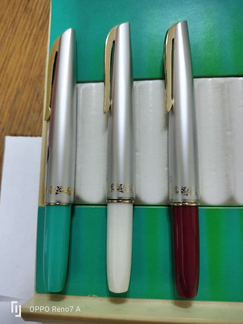 【未使用品】昭和　レトロ　プラチナ万年筆 3本セット 14金ペン先