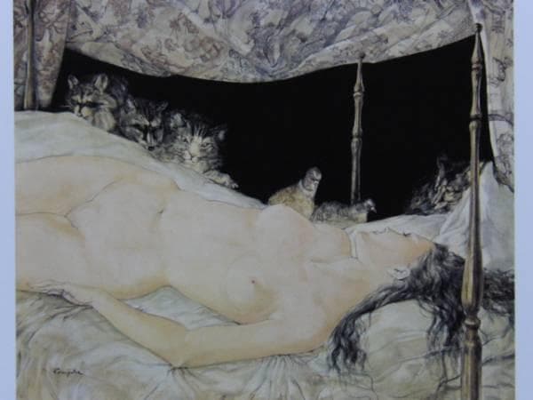 藤田嗣治、【夢】、希少な限定額装用画集画、新品高級額 額装付、状態良好