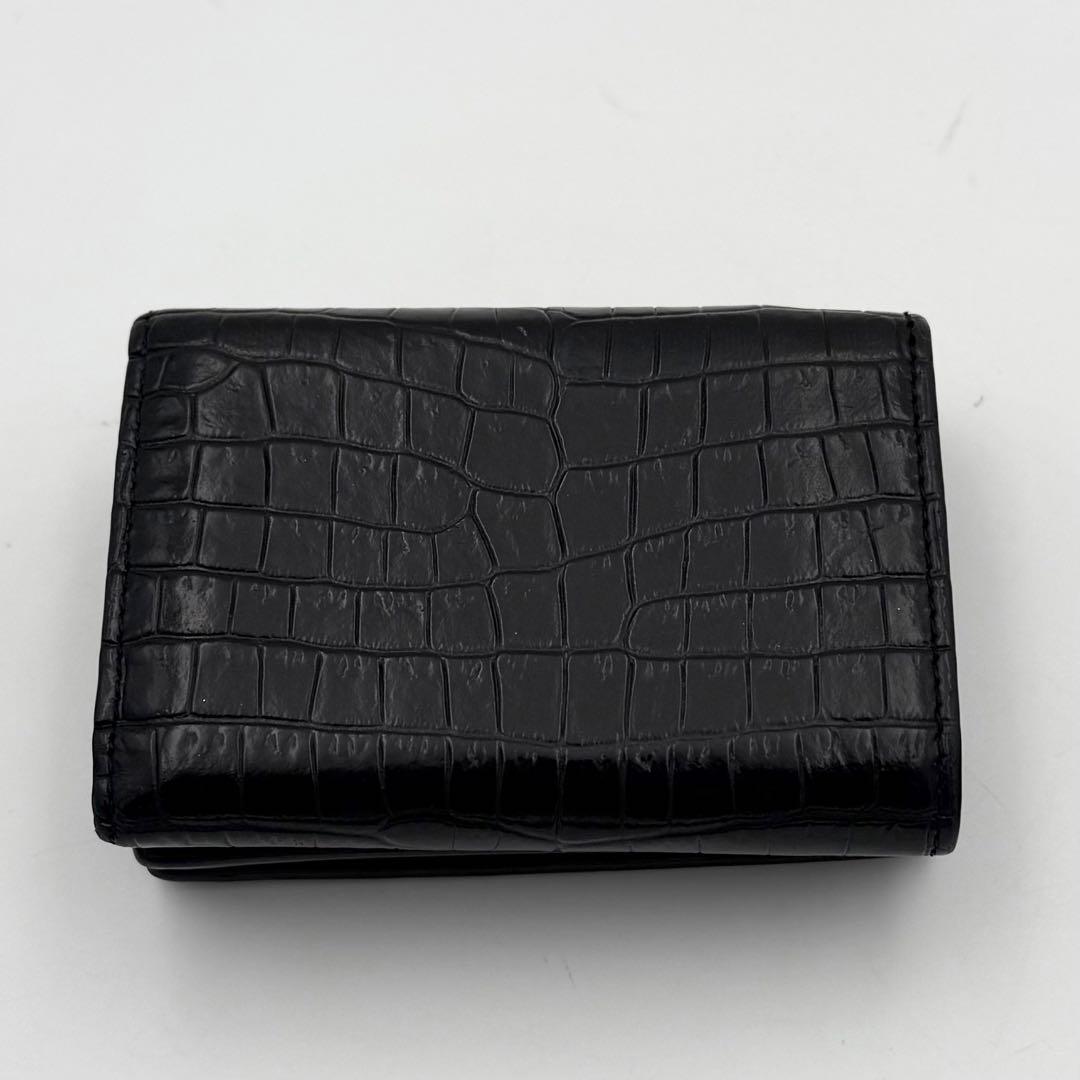美品✨ Saint Laurent 3つ折り財布 クロコ型押し ブラック レザー