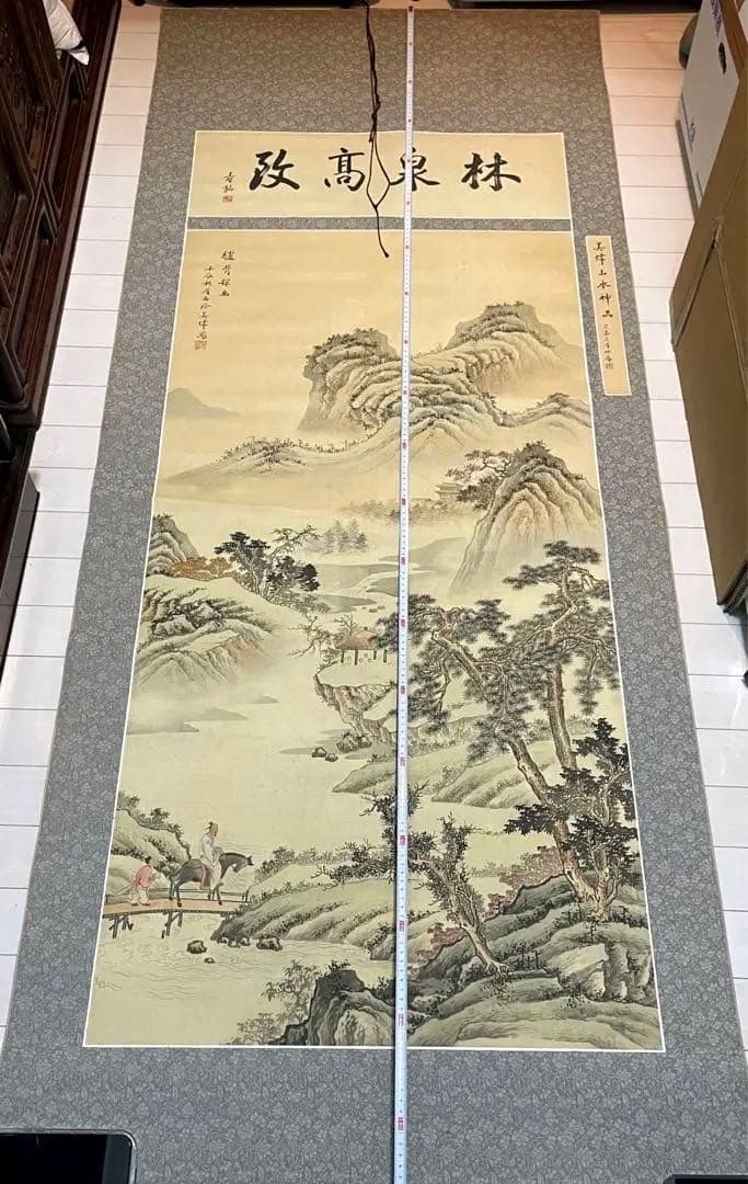 中国美術 骨董品【 吴偉 在銘 】アンティーク 肉筆絹本 掛け軸 書 美術品。