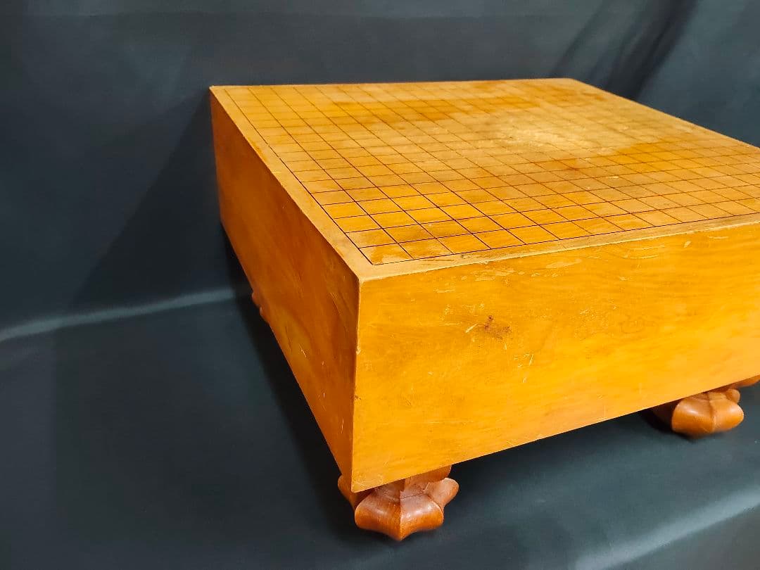 足付碁盤 5寸（厚さ14.5cm）木製 クチナシ型足 へそ有り
