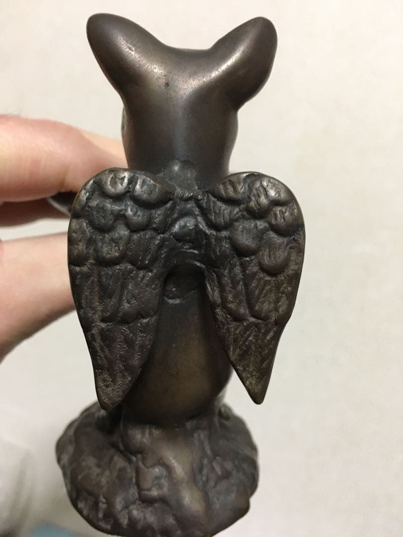 真鍮製？金属製天使のこぶたアクセサリー台　エンジェルピッグ小物入れジュエルケース