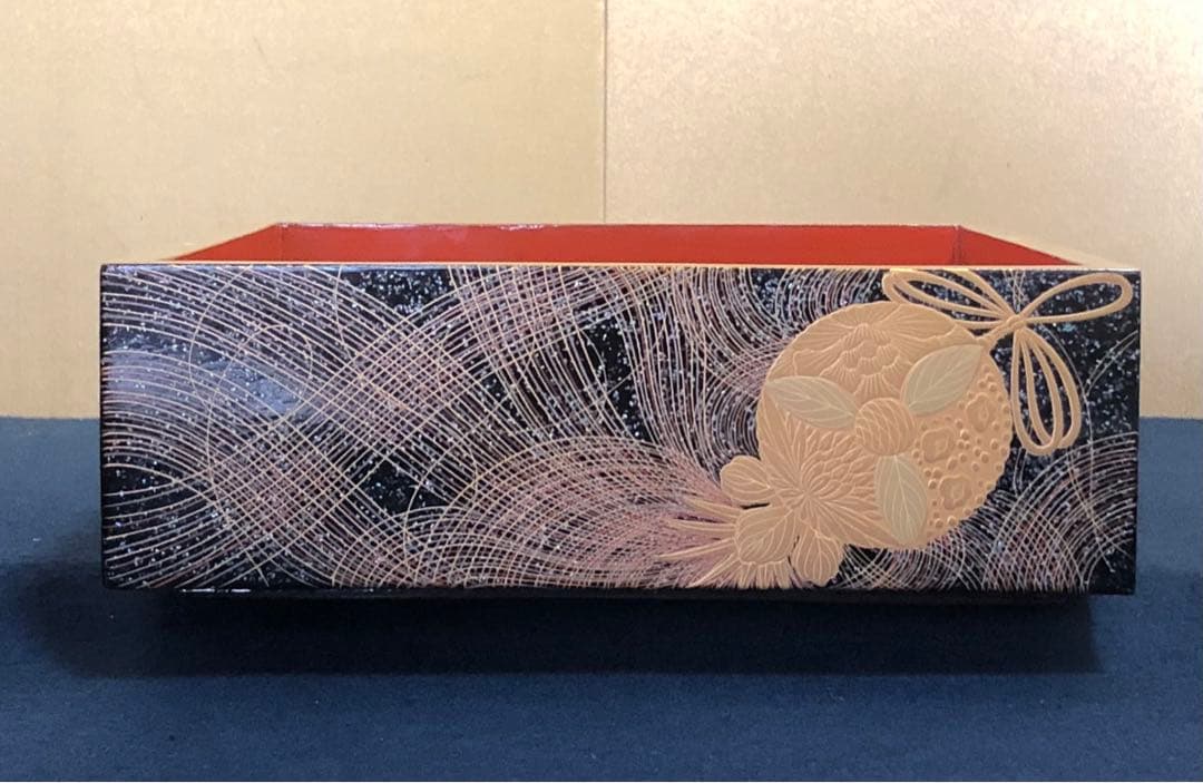 割引❗️《R》時代 黒内朱 梨地 蒔絵 五段重 替蓋 重台付 木箱251127お1