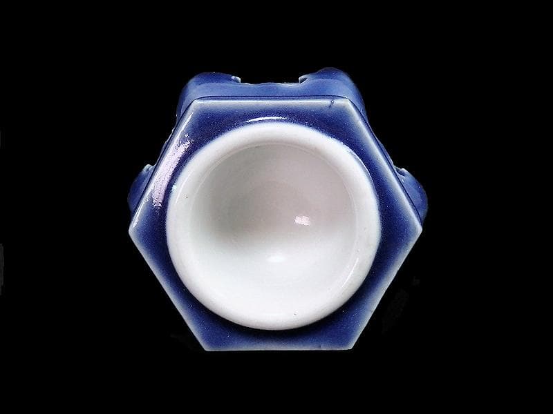 古伊万里　瑠璃透かし　六角　盃台　C564AS-CGo
