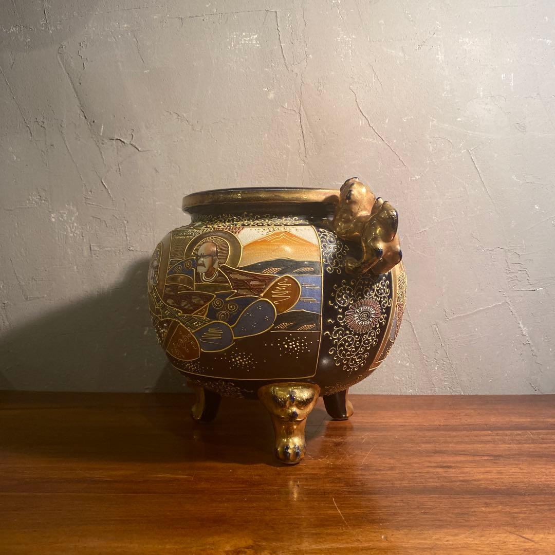 薩摩焼 三つ脚香炉 金襴手 古美術 骨董品 コレクション オブジェ