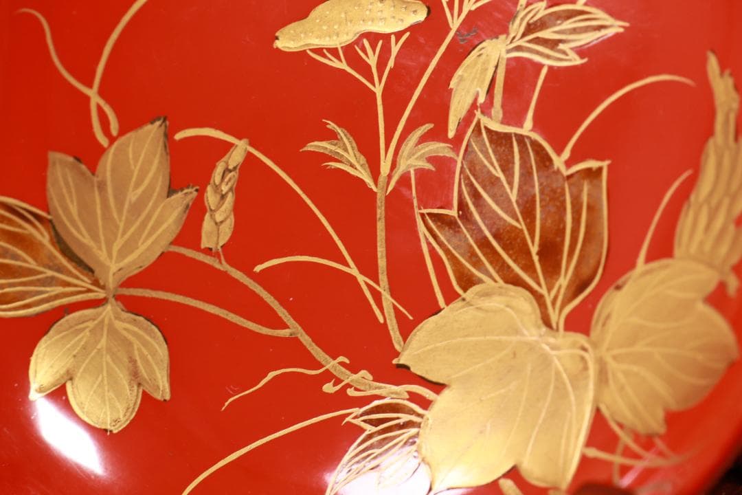時代輪島塗　草花蒔絵　吸物椀　十客　木製　茶道具　懐石　菓子　BJ134