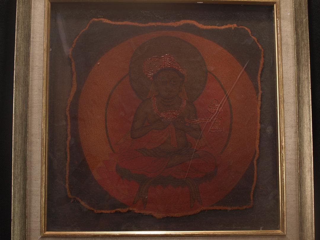 中国唐時代　敦煌莫高窟壁画 彩絵　人物像 発掘品 AK1829A8-4