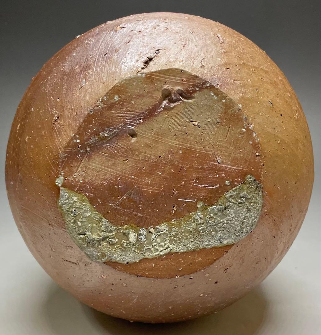 金重愫　備前徳利一輪花入　円山窯　備前焼　四方桟共箱　b116