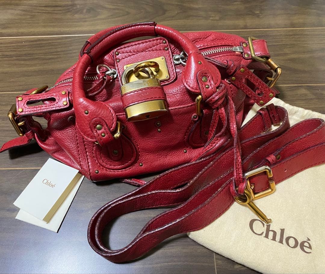 Chloe クロエ パディントン ボルドー レザー ショルダー 希少 ビンテージ