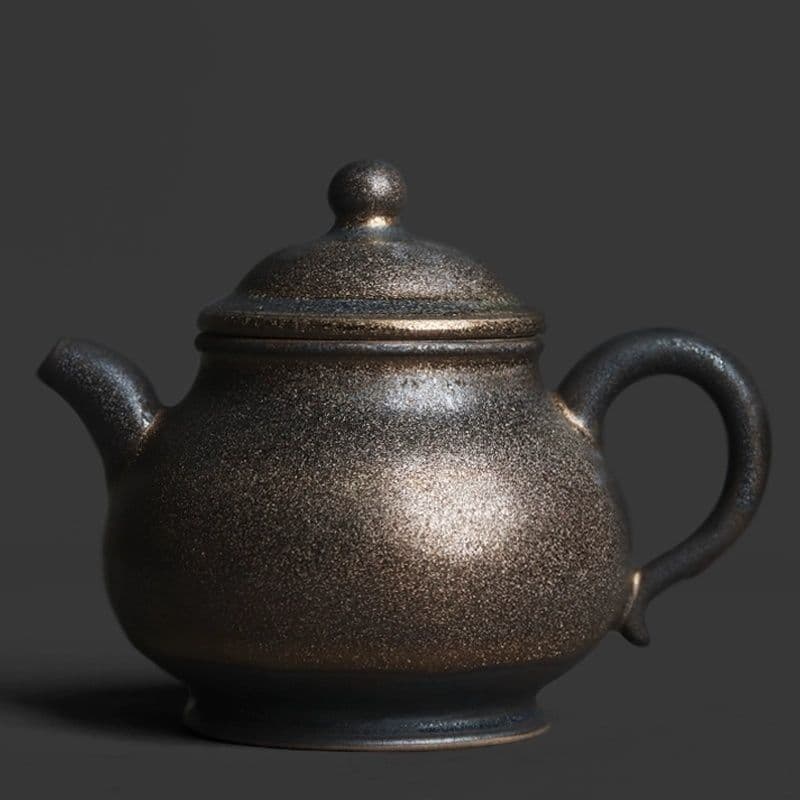 窯変鎏金高潘茶壺 急須 茶器 煎茶道具