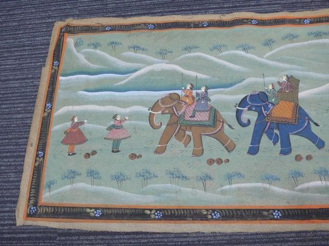 手描きの素晴らしいインドのプリミティブ絵画です　大変古いものです
