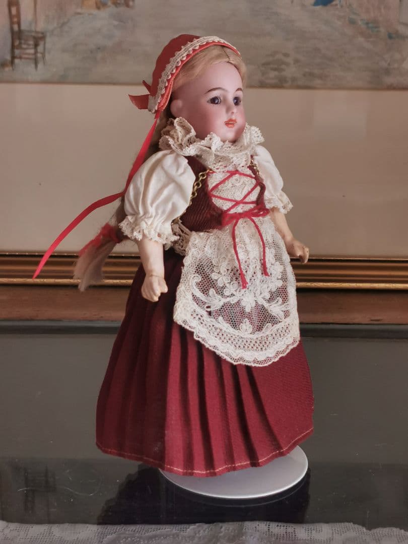 アンティークビスクドール シモンハルビック ハイジ１号紫茶ガラスアイ チロル衣装