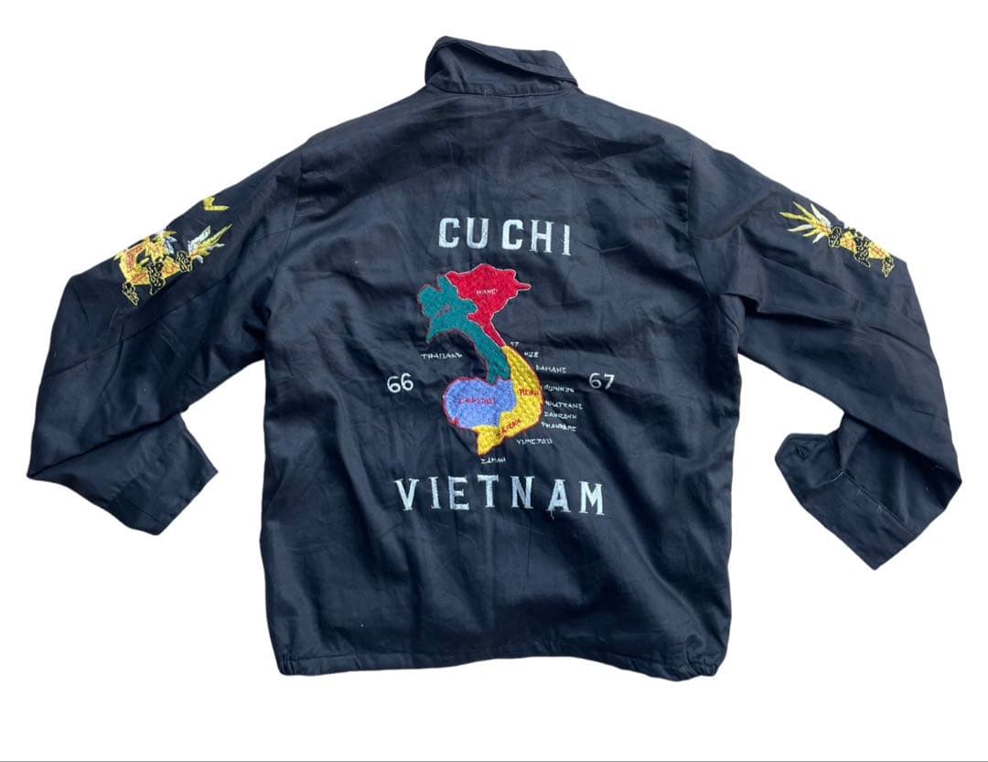 米軍ナム戦フーベニアジャケット.ベトジャン.ブラックナムマップLサイズ未使用品