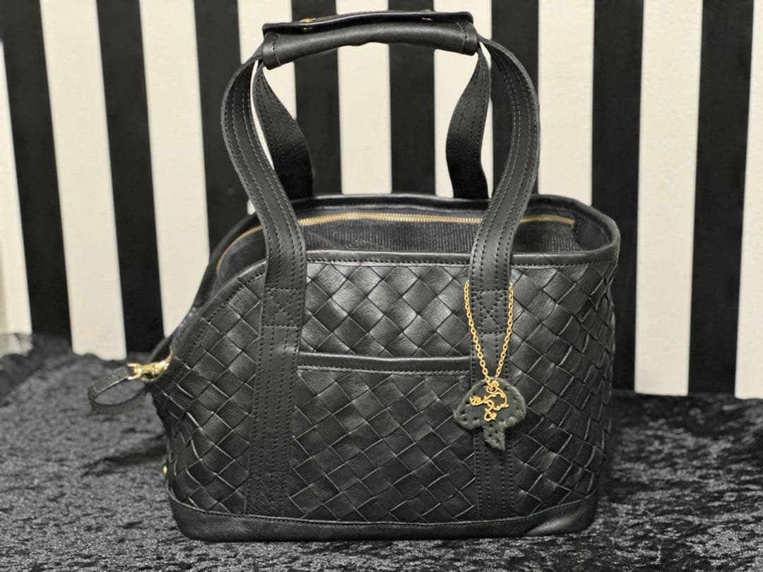 メッシュレザーペットキャリーバッグ