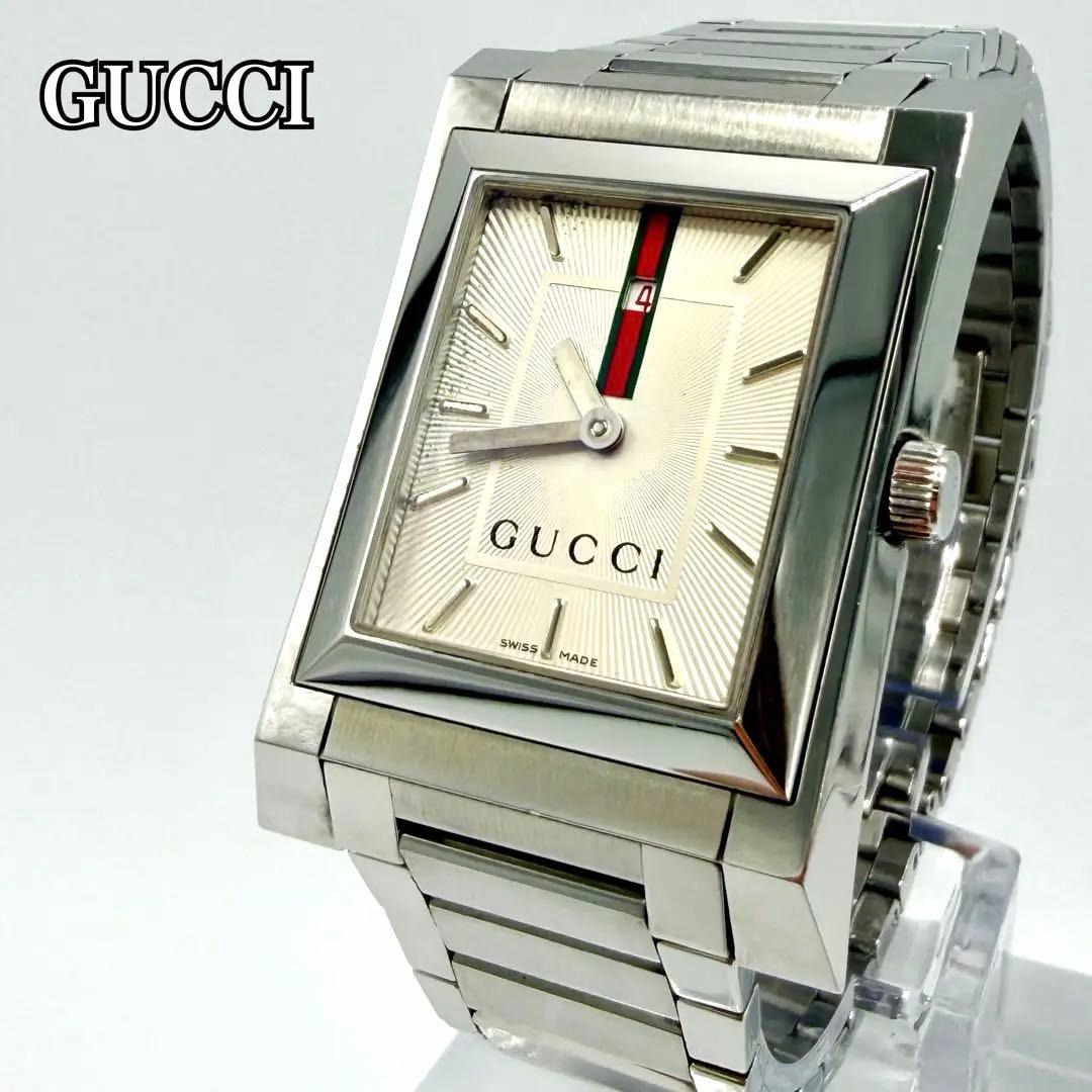 可動品 グッチ GUCCI 腕時計 111M スクエア メンズ シェリーライン