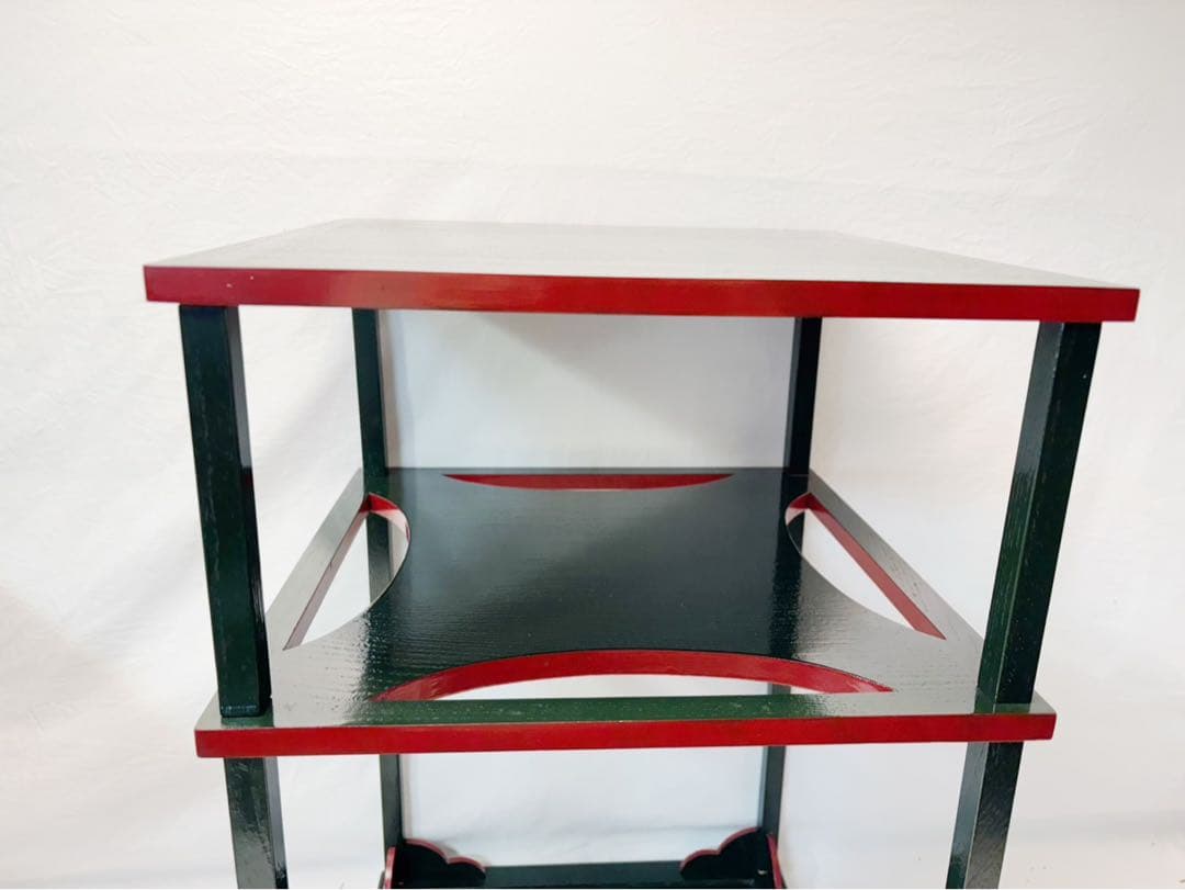 茶道具 碌々斎好写 糸巻棚 青漆爪紅 茶道具 即中斎好 溜塗 小四方棚 元箱