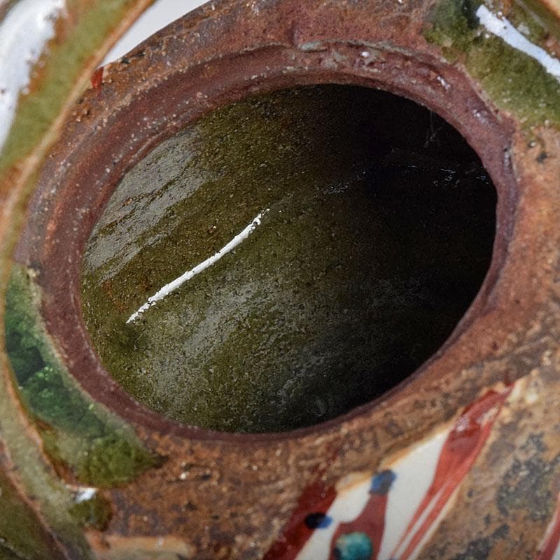 廣永窯　坪島土平作　金彩色絵　提酒器　共布共箱　D　R9033