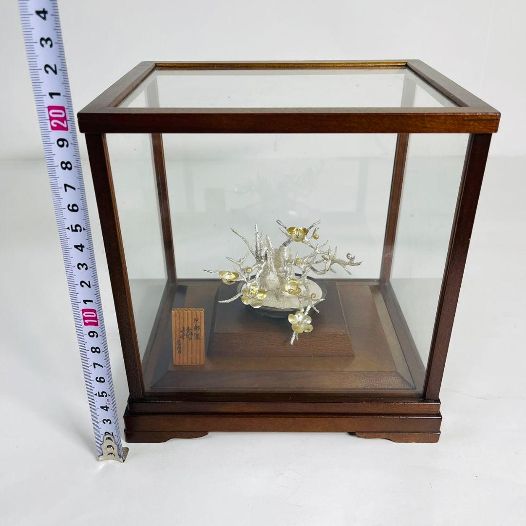 純銀 梅 光則作 純銀製梅 飾り 純銀飾り 梅　銀細工 日本工芸品 工芸品レア