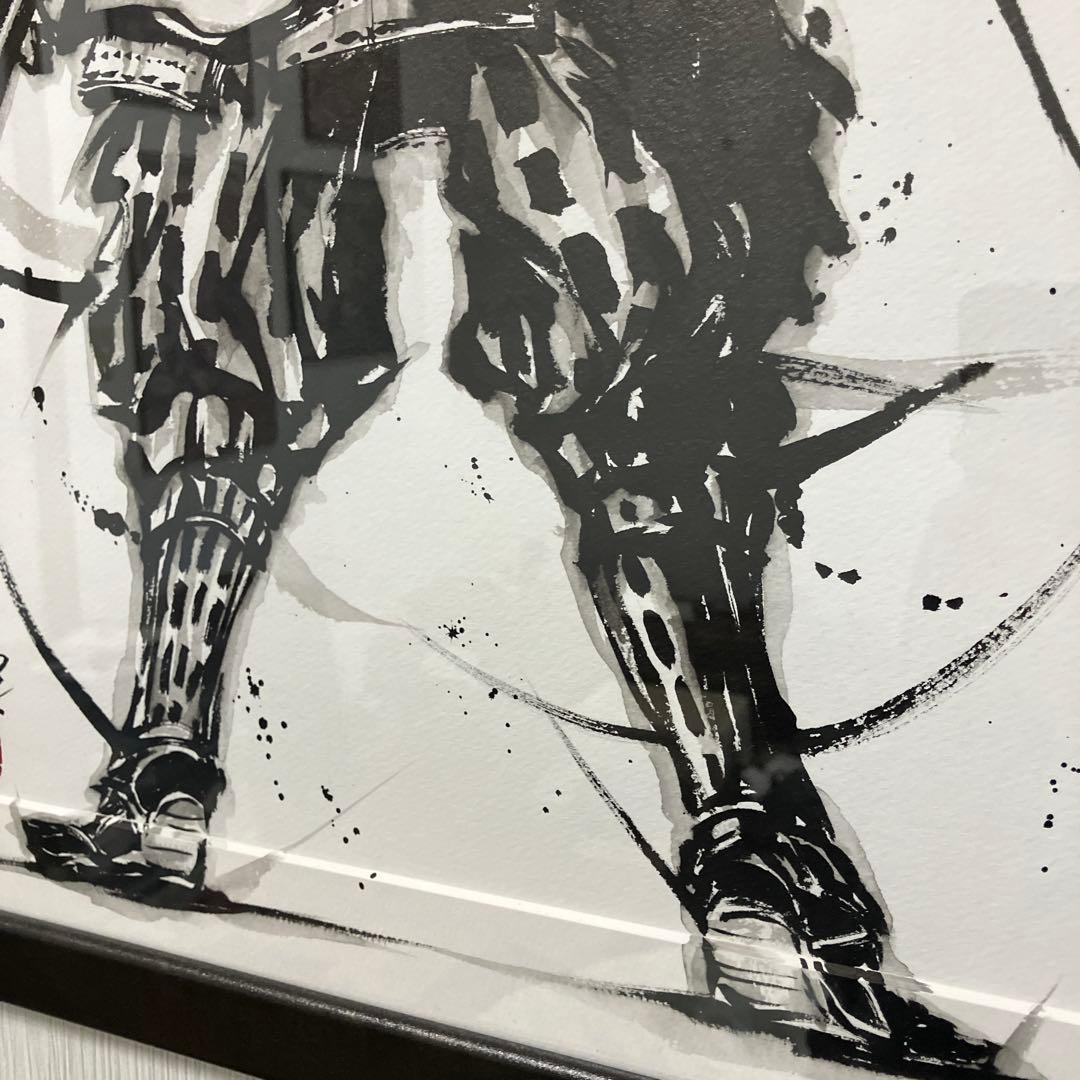 武人画　伊達政宗　こうじょう雅之　直筆原画武士 フレーム付き