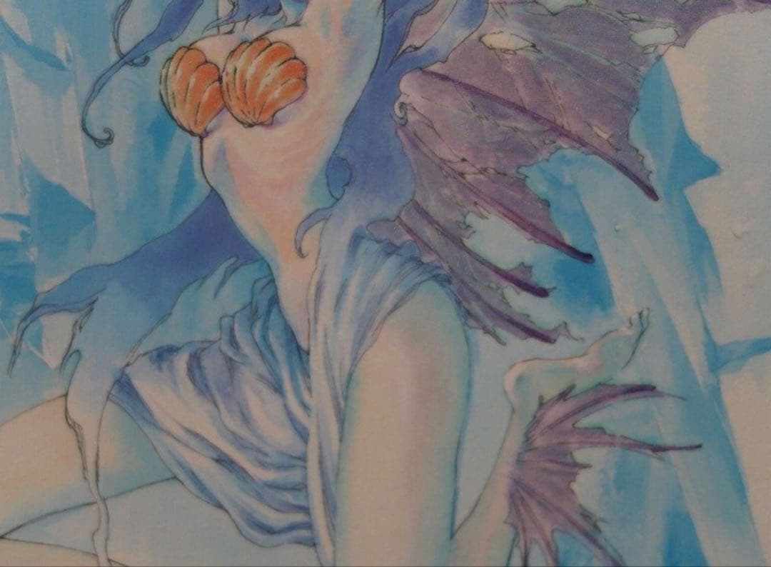 いのまた むつみ「BLUE SPLASH」版画 アールビバン 直筆サイン