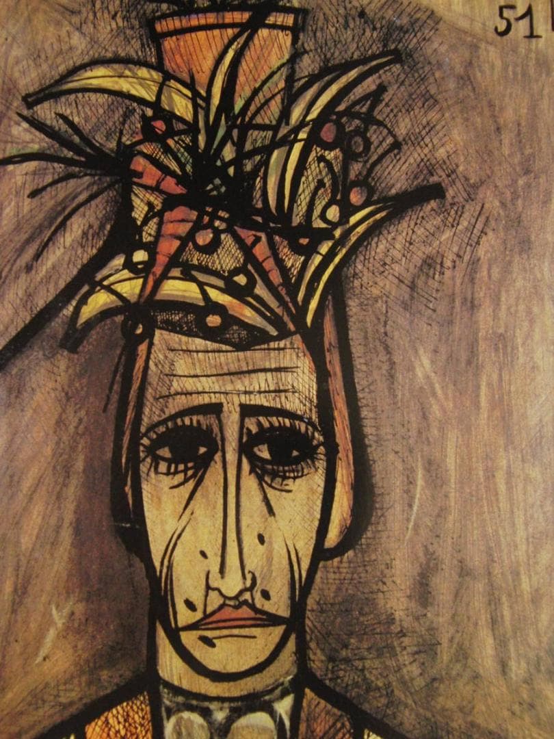 ベルナール・ビュッフェ、「Travesti」、希少画集の額装画、人気作品