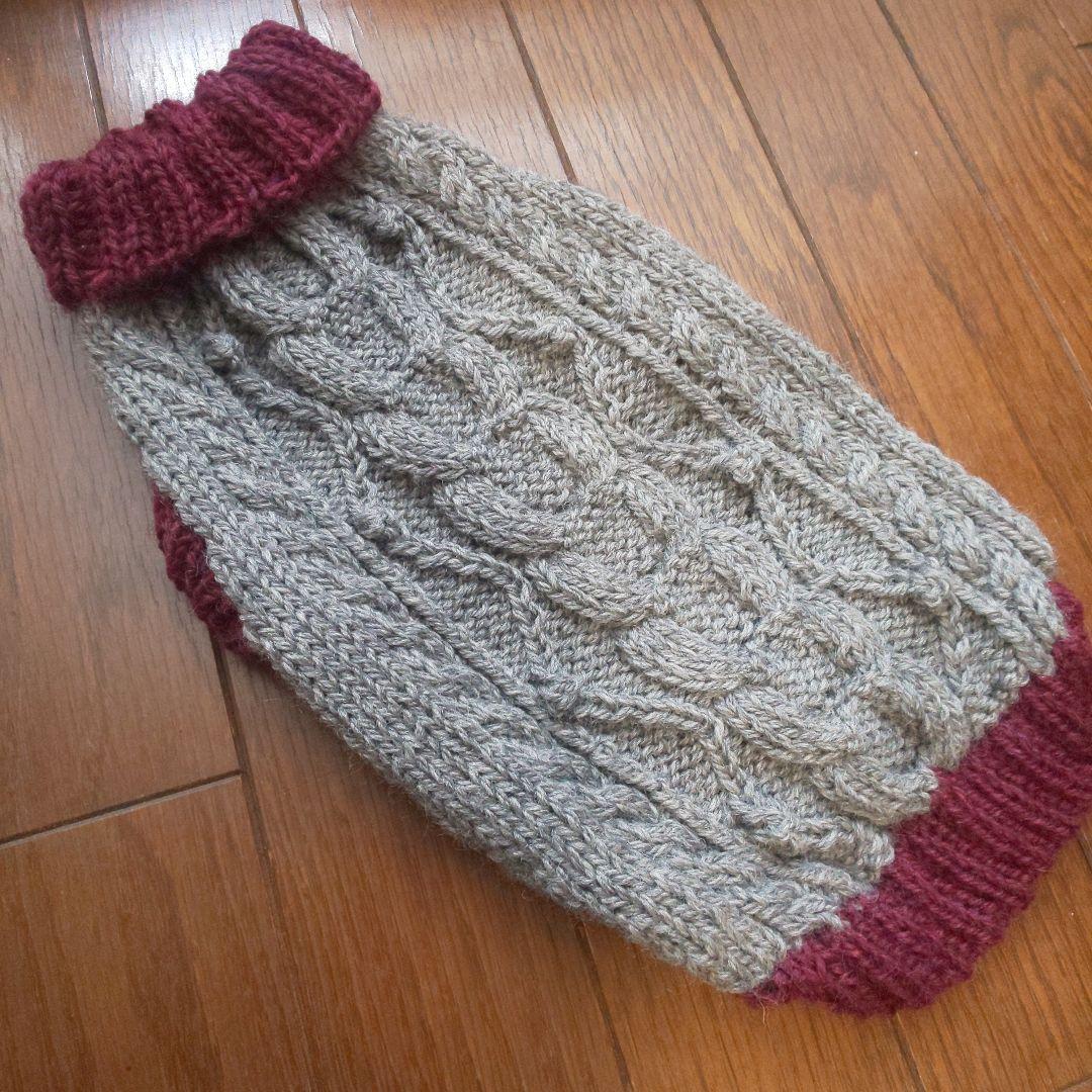 ●専用● 犬服 手編みアランセーター バイカラー ケーブル模様