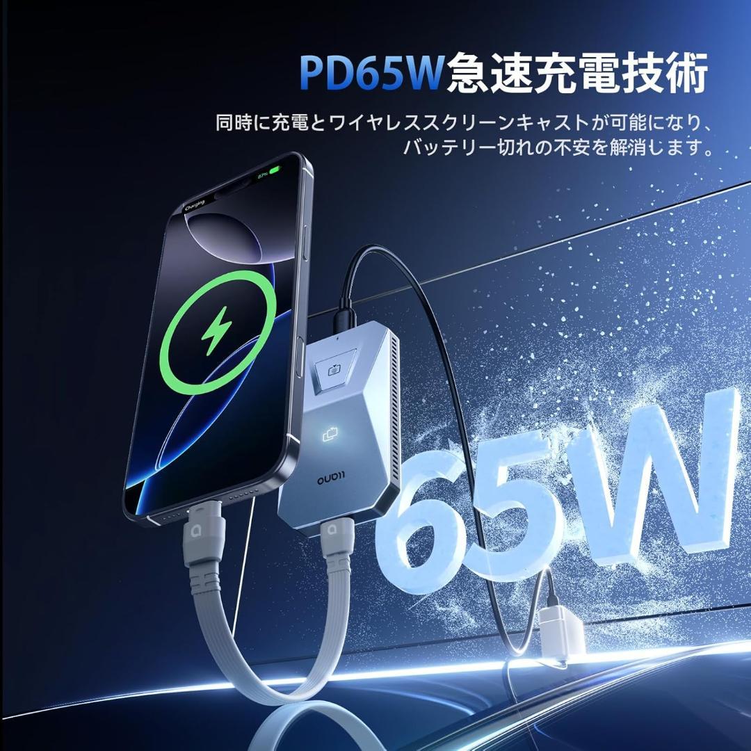 ワイヤレス HDMI 無線送受信機セット 4K@30Hz PD65W充電対応