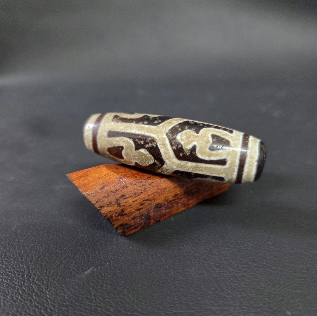 865　天珠　亀甲長壽蓮花宝瓶天珠　紅玉髄.貴重　珍品　dzibeads！