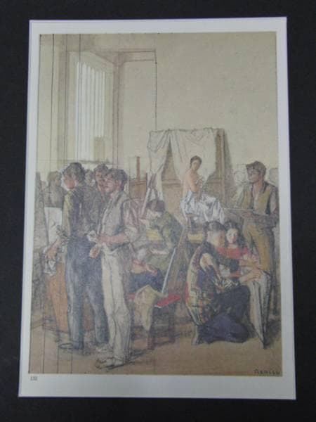 小磯良平、絵画、希少なデッサン画集より、新品高級額装付、状態良好