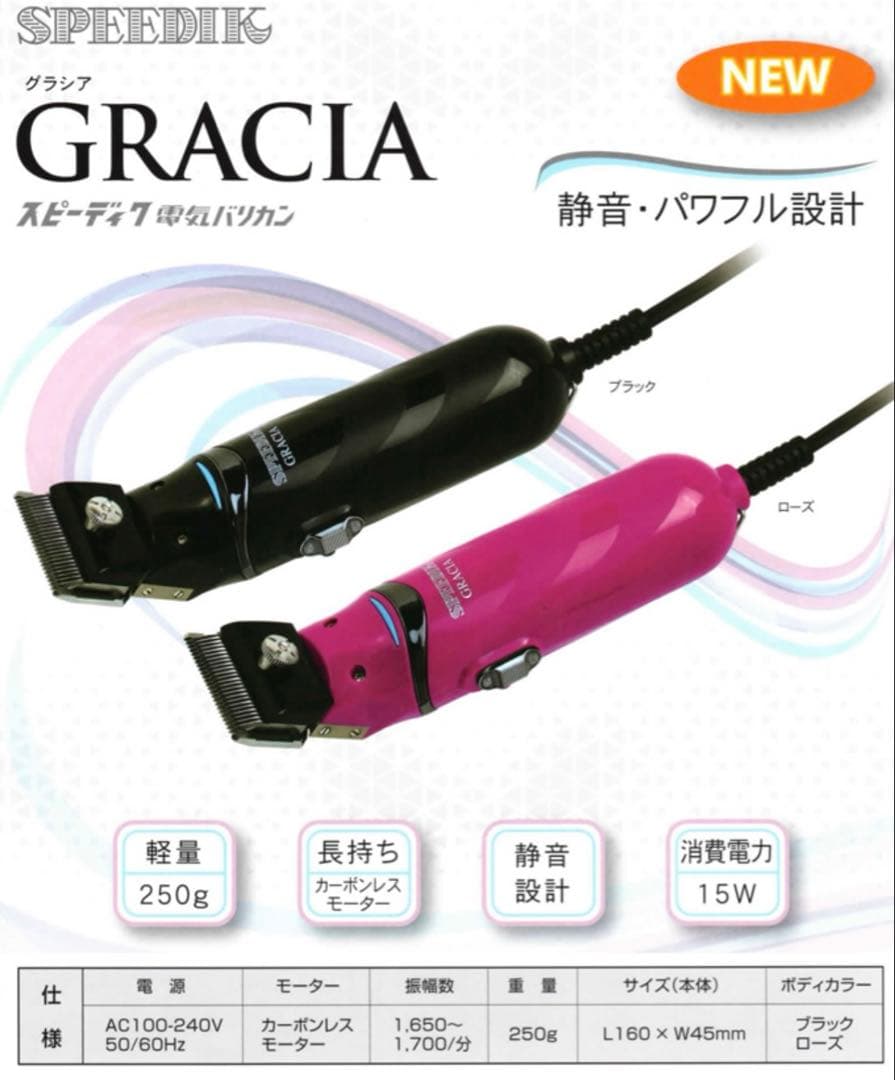【ほぼ新品】スピーディック バリカン 本体 犬 トリミング プロ用 ブラック 黒