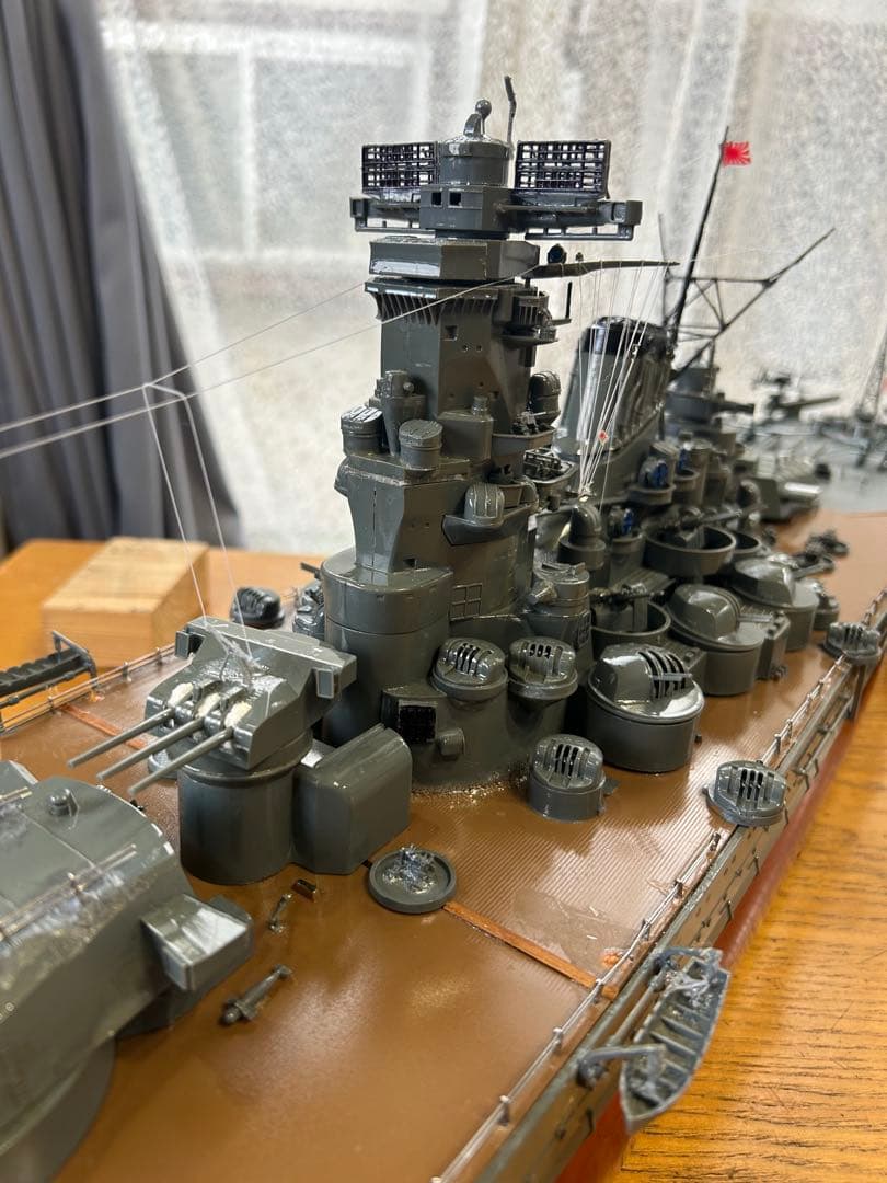 超戦艦大和長さ1315mm巾200mm超精密加工品細部まで見て下さい。(完成品)