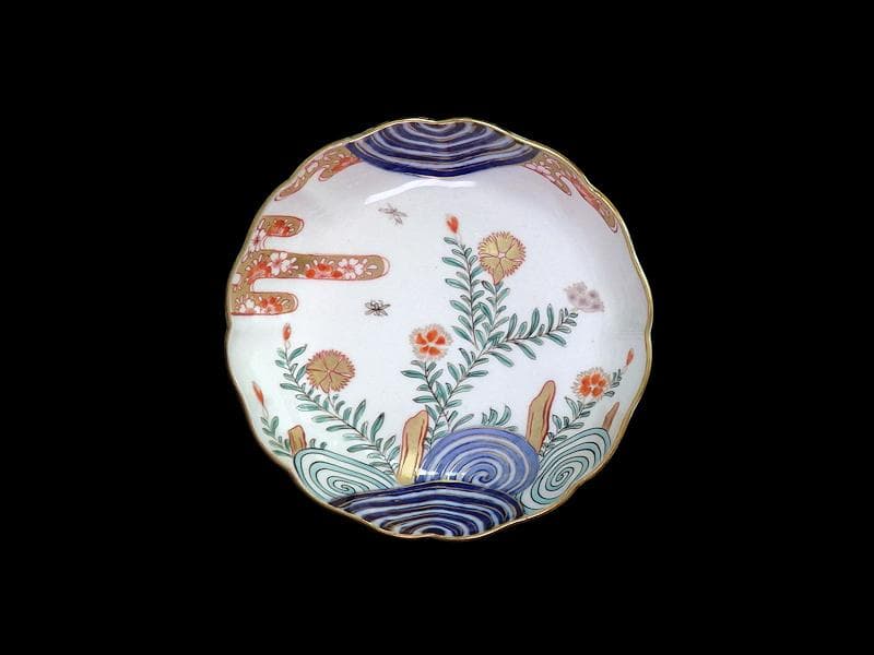 古伊万里　金襴手　撫子に桜花の図　膾皿　５客　D129AS-DAp
