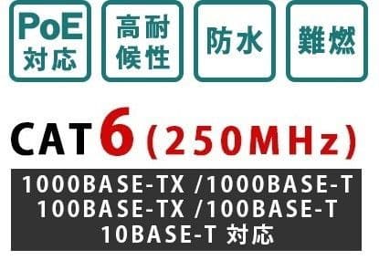 100m PoE防犯カメラ対応 Cat6 屋外高耐久LANケーブル コネクタ無し