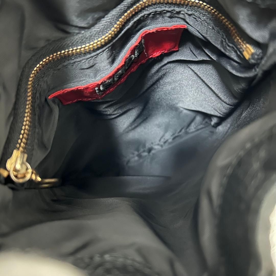 【美品✨5525gallery/フリンジ】ポーター　巾着バッグ　シボ革　ブラック