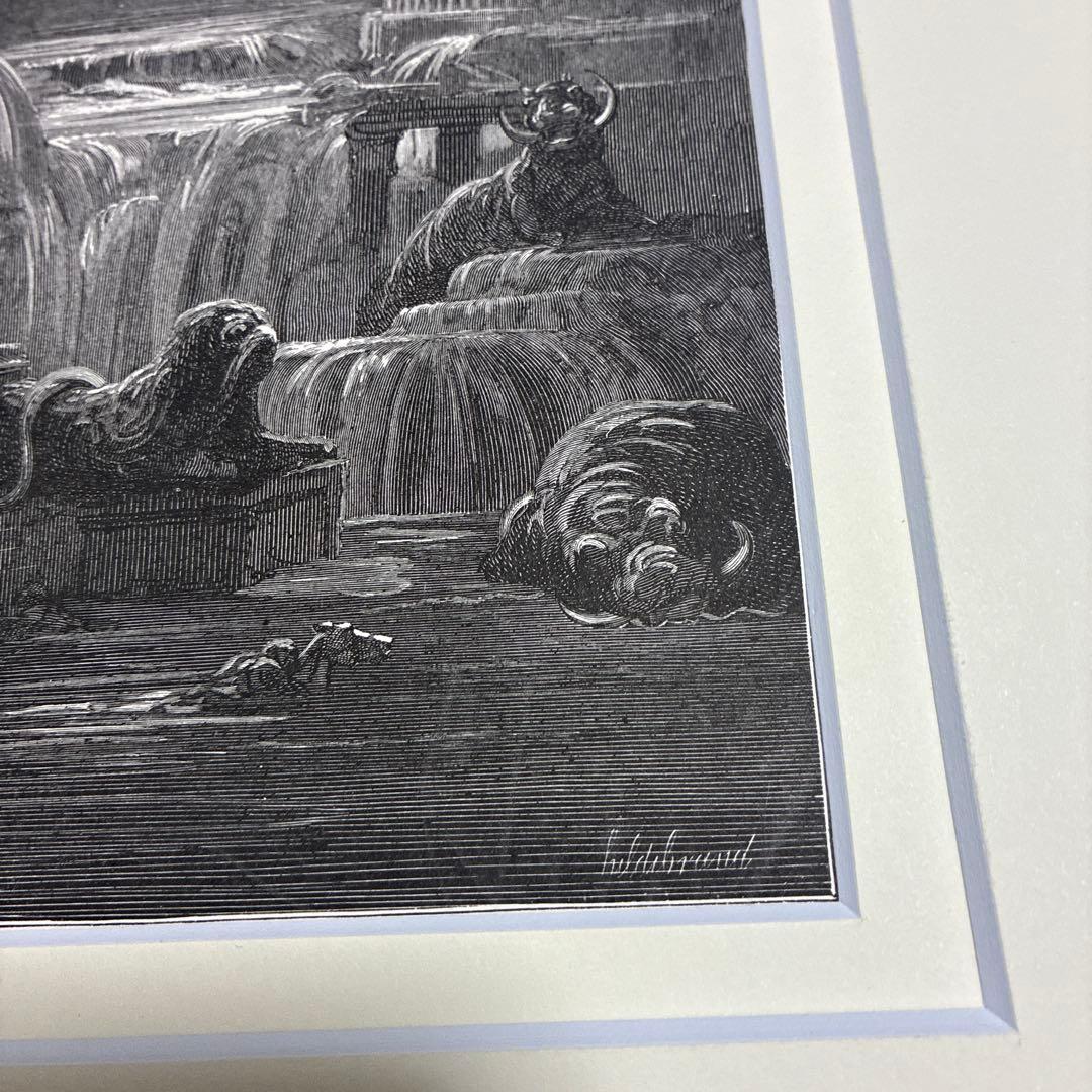アンティークオリジナル木口木版　グスタフ・ドレ　挿画　ジョン・ミルトン　失楽園