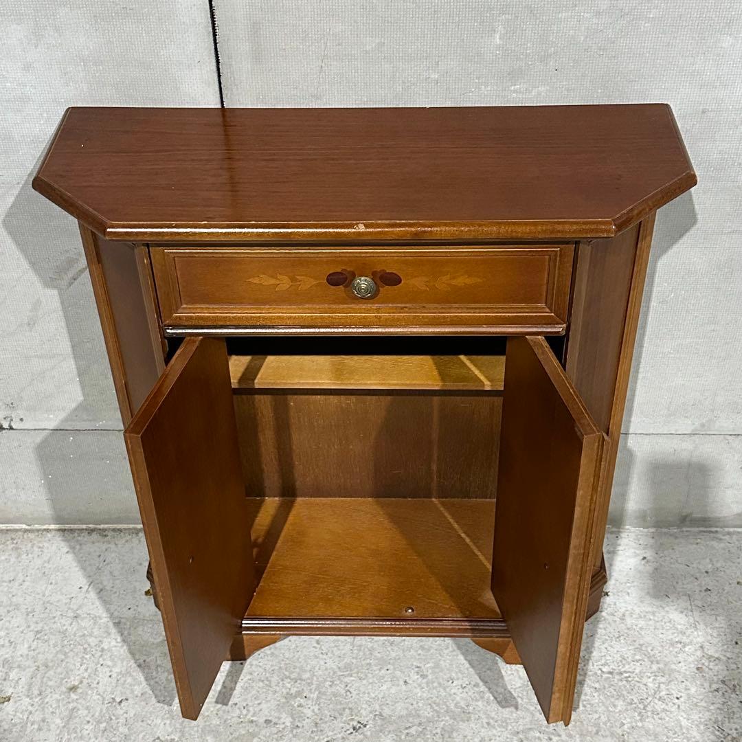 ✦アンティーク調✦象嵌 キャビネット 木製 収納棚 花台 電話台 サイドボード