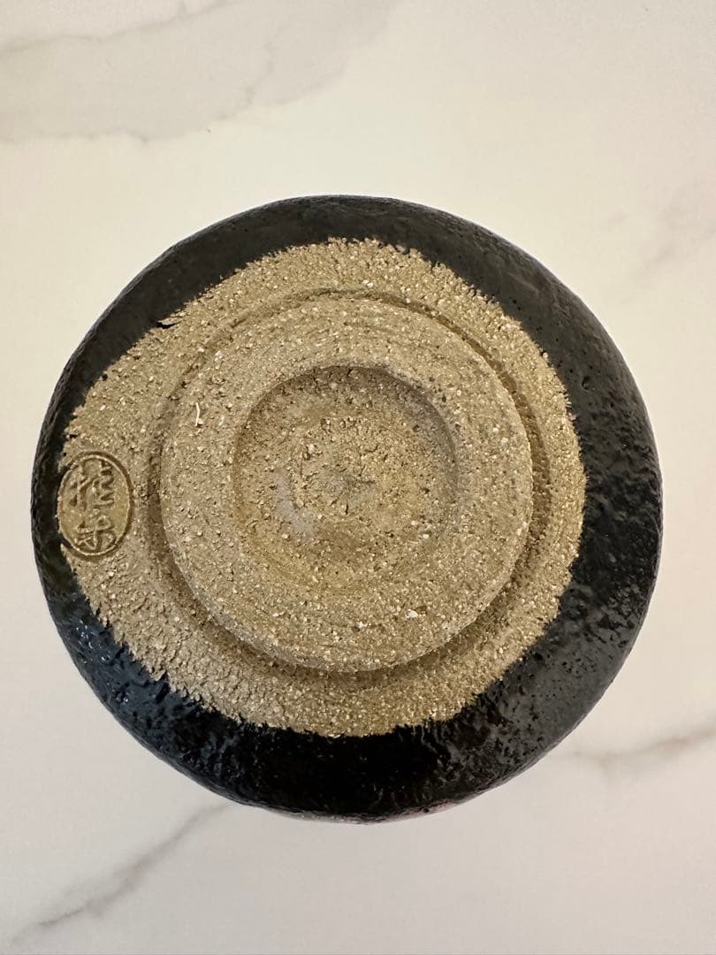 未使用　雛の絵　黒楽　茶道具　京焼　桂窯　伊東桂楽造　茶碗　ひな祭り