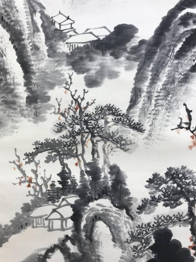 【真作】五雲/山水画賛/山水図/掛軸/名家伝来/AD-975