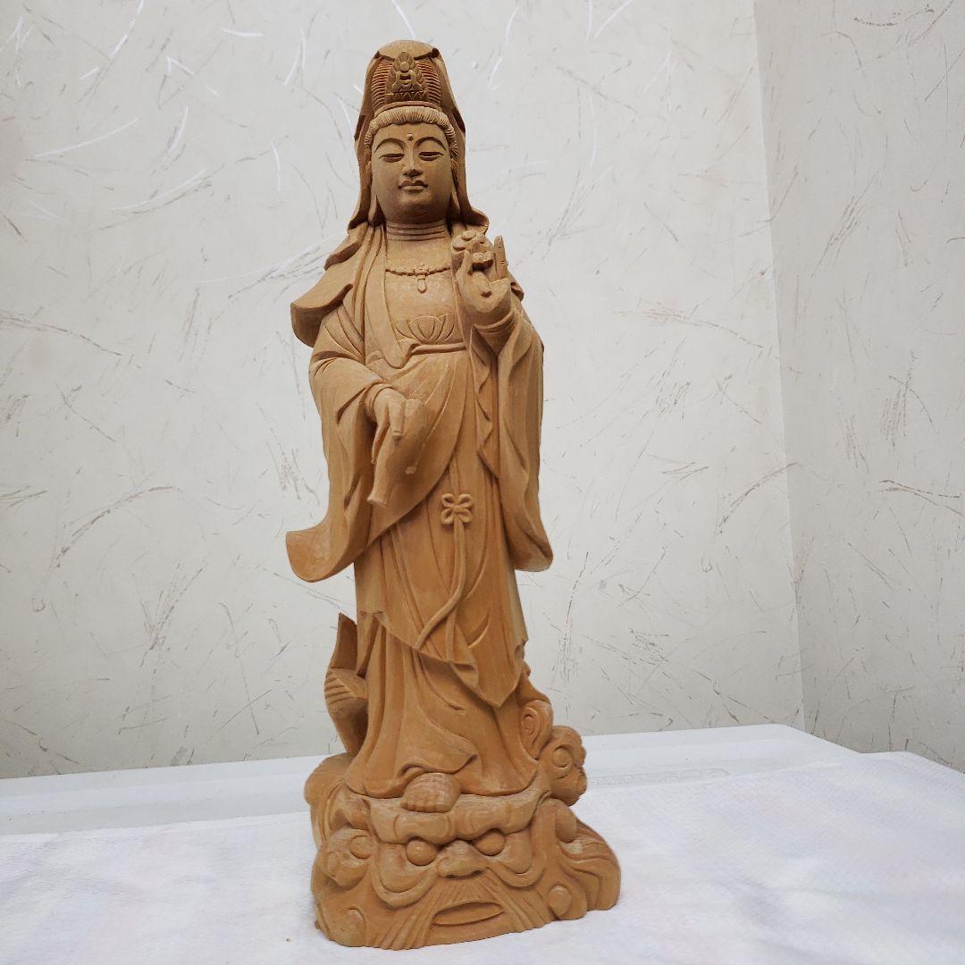 Ｂフライデー　蔵出し特価仏像★桧材 滴水観音菩薩像★高さ：約30cm