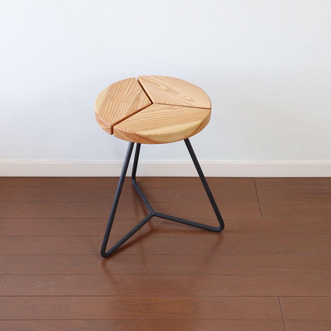 アイアンスツール　杉座面