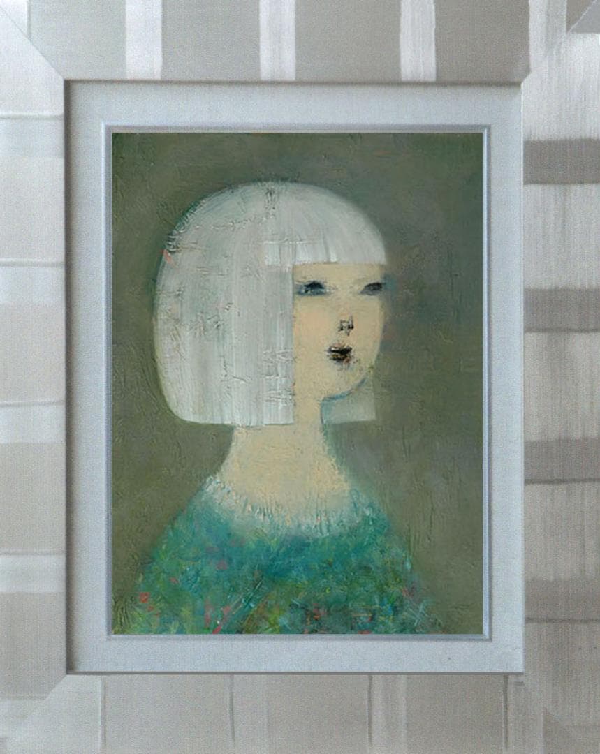 油絵 絵 絵画 インテリア 額付(黒) F4-071112 人物 女性像