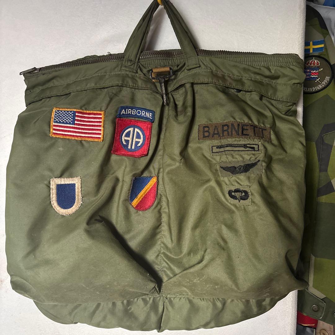 米軍 ヘルメットバッグ オリーブドラブ パッチ付き レア‼️