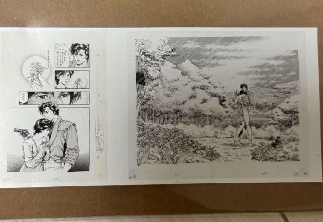 シティーハンター大原画展 複製原画とび散ったブーケ　3ページ分　シール付