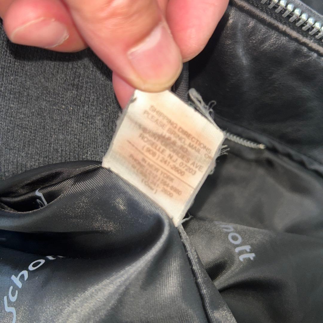 Schott シングルライダース 黒 レザー　36 ライナー、ハンガー付141