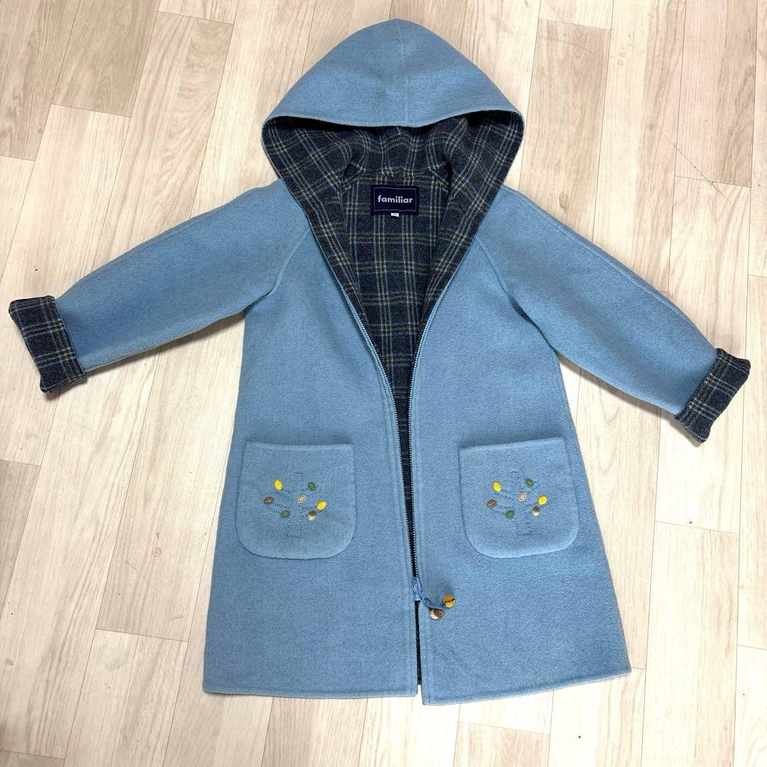 ファミリアチェックリバーシブルコート130cm
