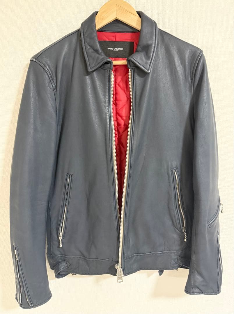 2*M様 NANO-UNIVERSE シングルライダース　ネイビー　ラムレザー