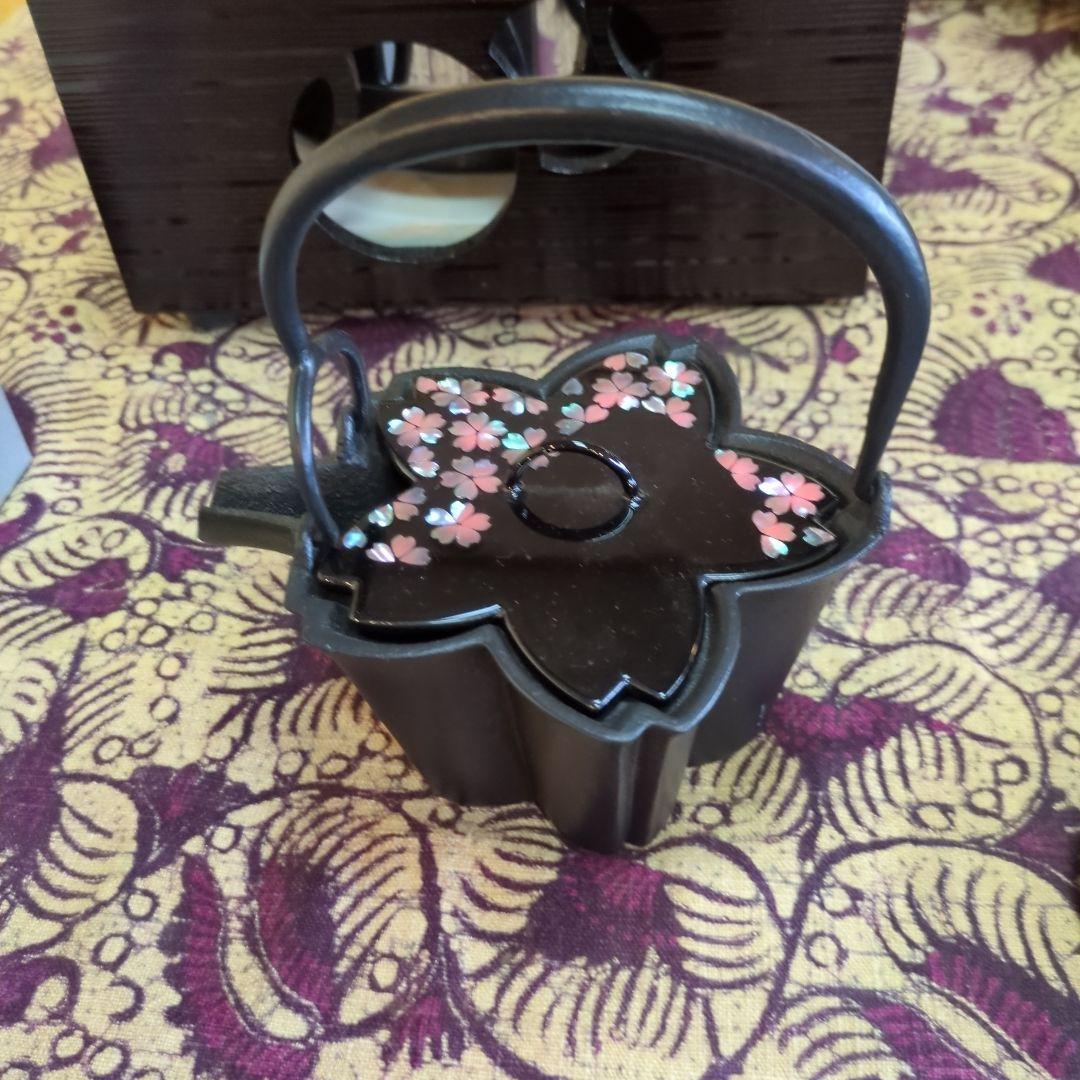 燗鍋、酒器、鉄瓶　桜　喜多庄兵衛作