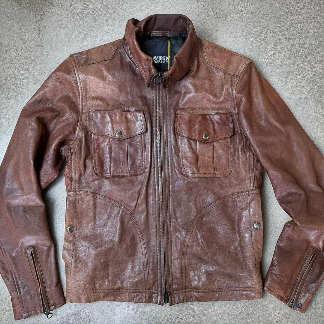 AVIREX★M ライダースジャケット レザージャケット シングル