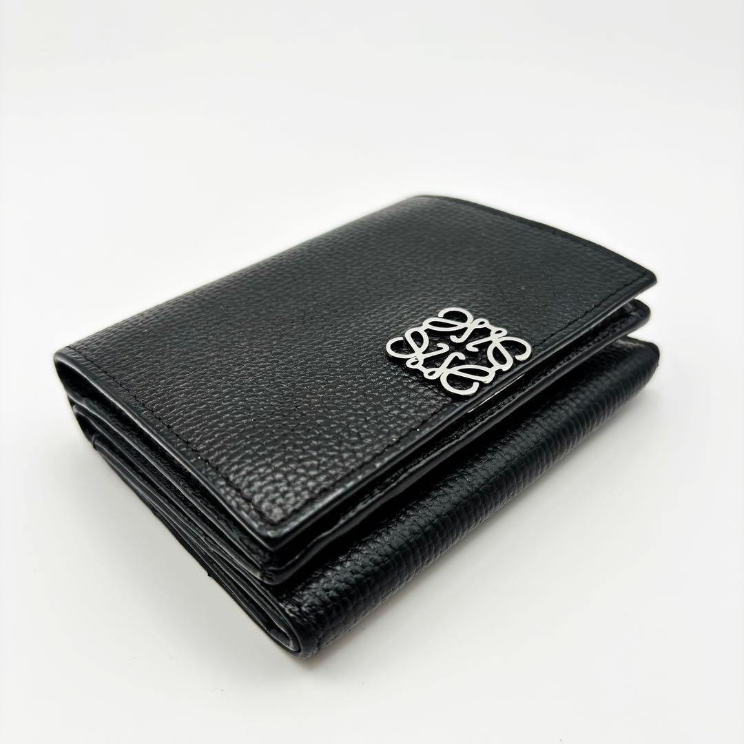 LOEWE 黒 レザー 三つ折り財布