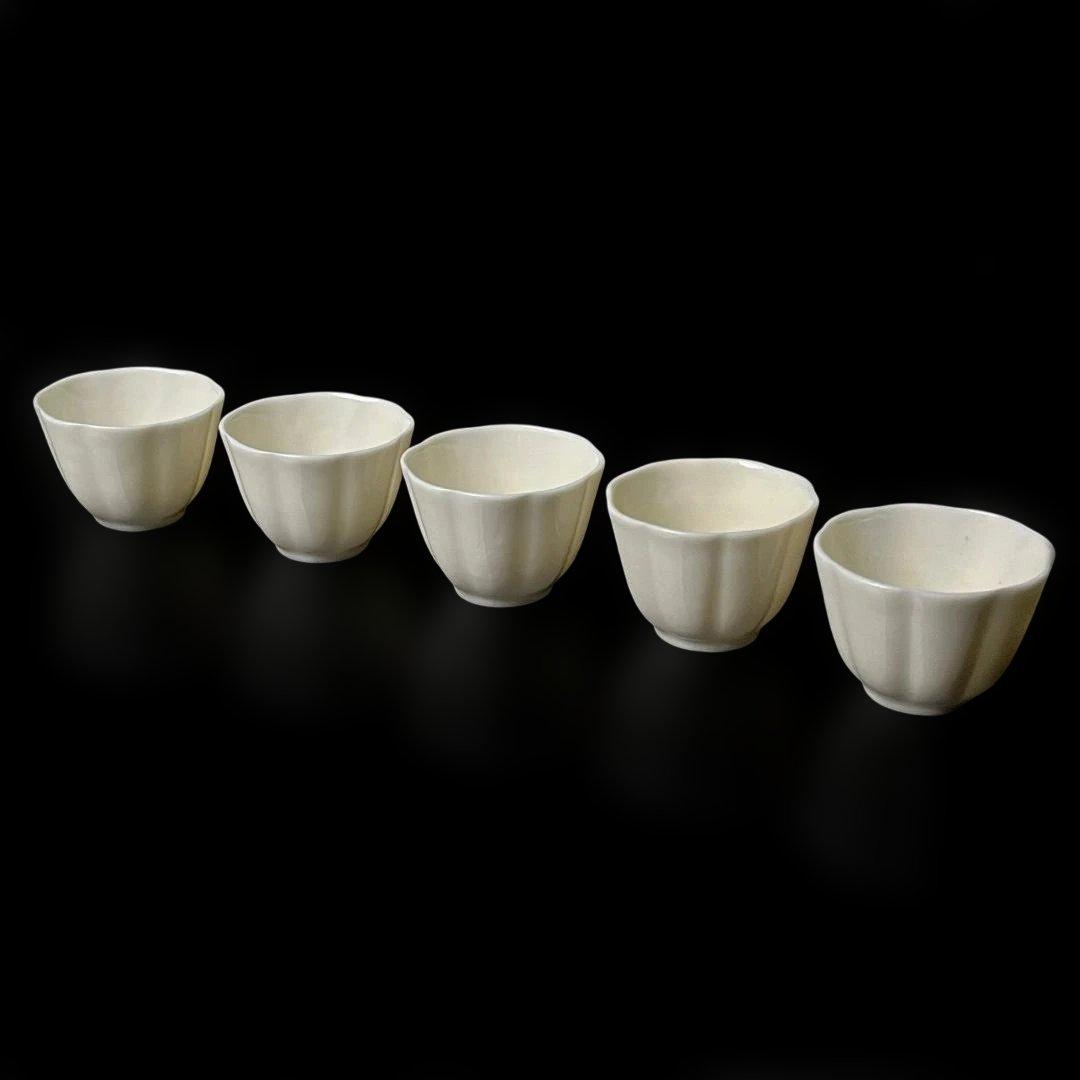 唐物 白南京 白磁 稜花形煎茶碗 五客 白釉碗 中国美術 古玩 SH20